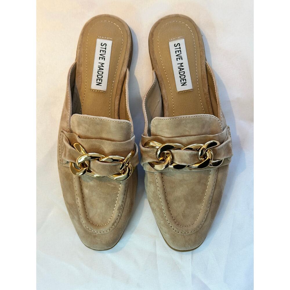 SOLD OUTSteve Madden Cassady Tan Camel Mule Backless Loafer Shoes Size 5.5M NWOT